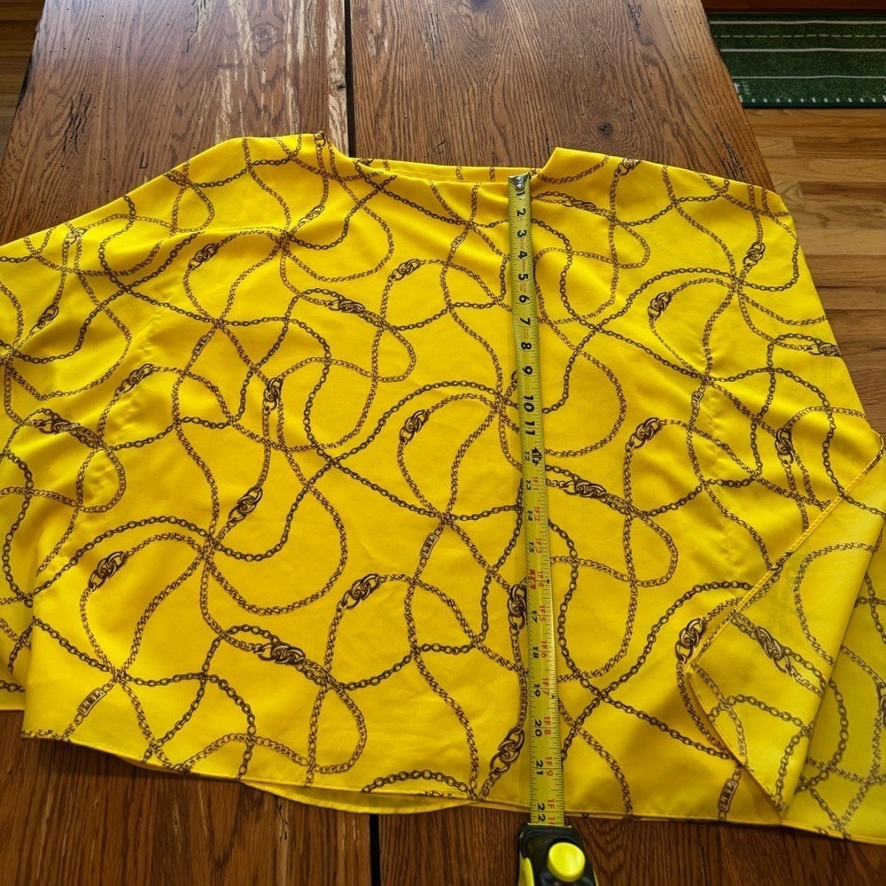 Lauren Ralph Lauren Gold Chain Link Blouse Sun Yellow Nautical Equestrian Medium - Picture 6 of 9